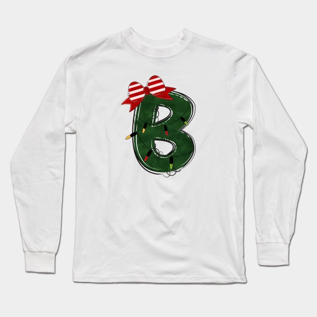 Letter B - Christmas Letter Long Sleeve T-Shirt by Pop Cult Store